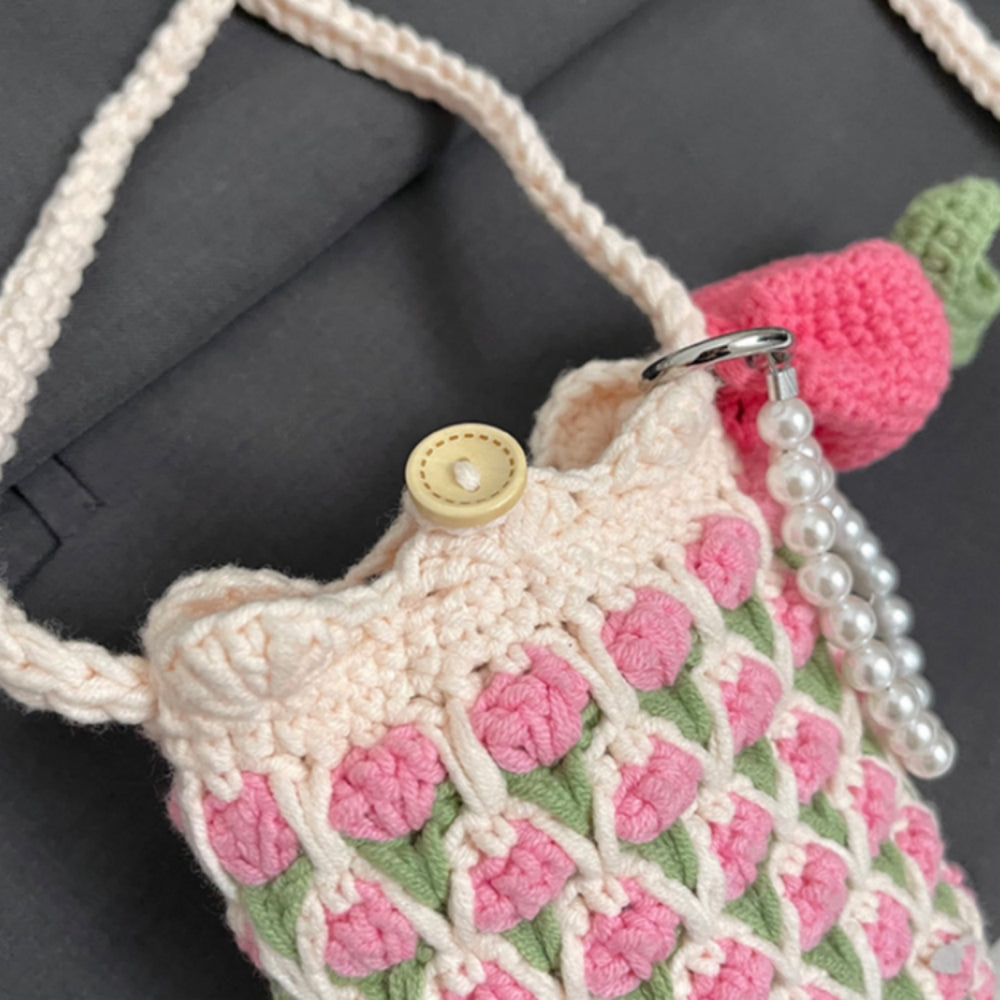 Cute Tulip Crochet Phone Bag