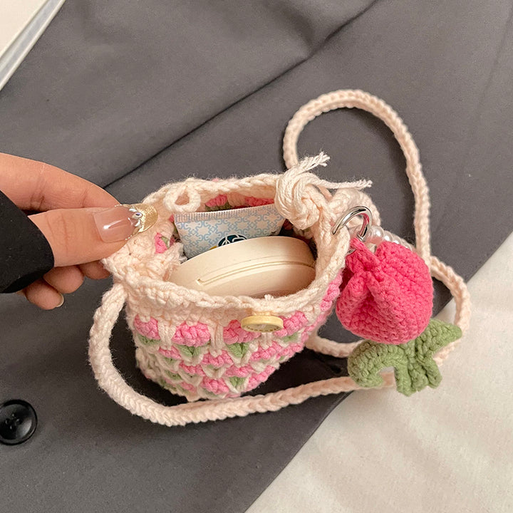 Cute Tulip Crochet Phone Bag
