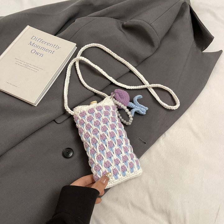 Cute Tulip Crochet Phone Bag