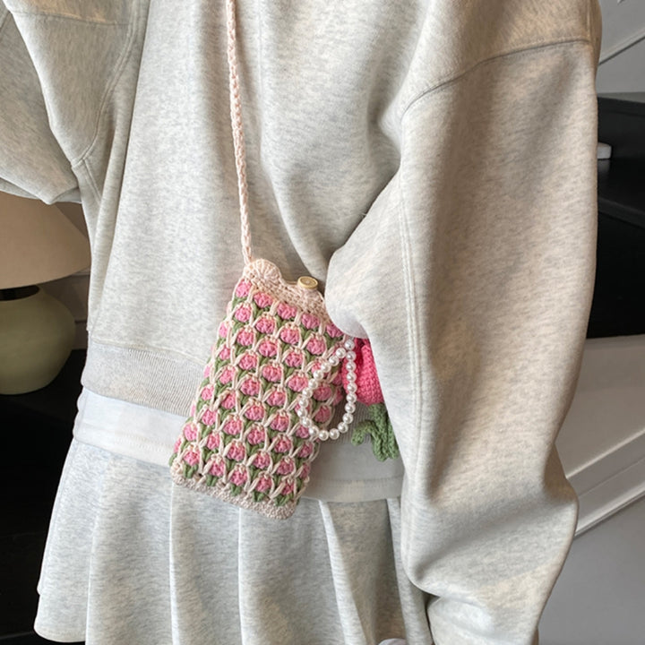 Cute Tulip Crochet Phone Bag