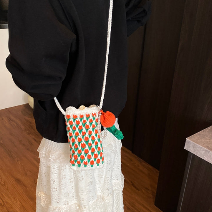 Cute Tulip Crochet Phone Bag