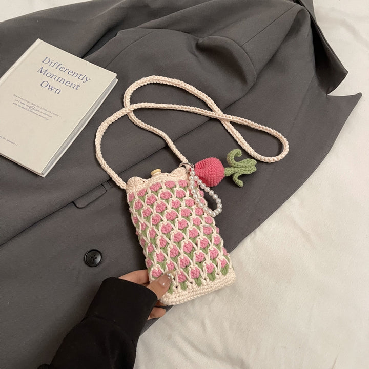 Cute Tulip Crochet Phone Bag