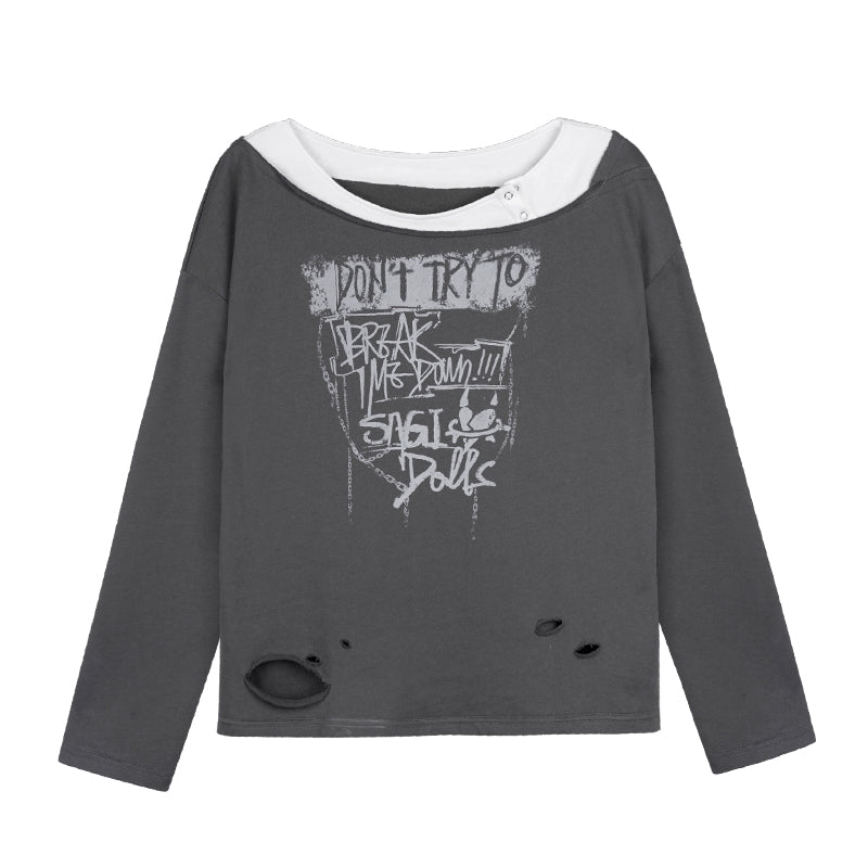 American street style vintage distressed ripped sweatshirt