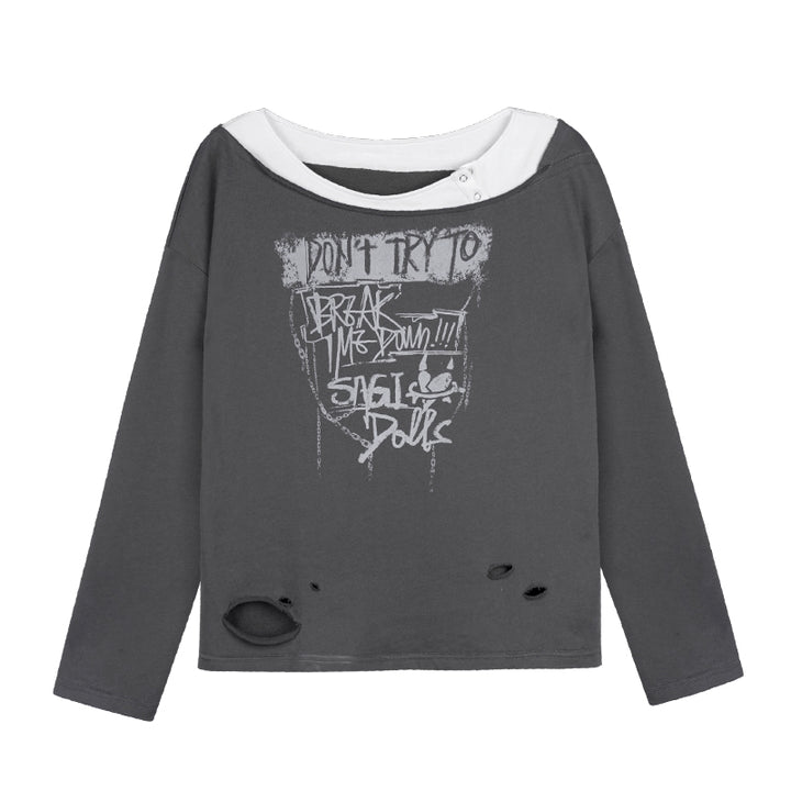 American street style vintage distressed ripped sweatshirt