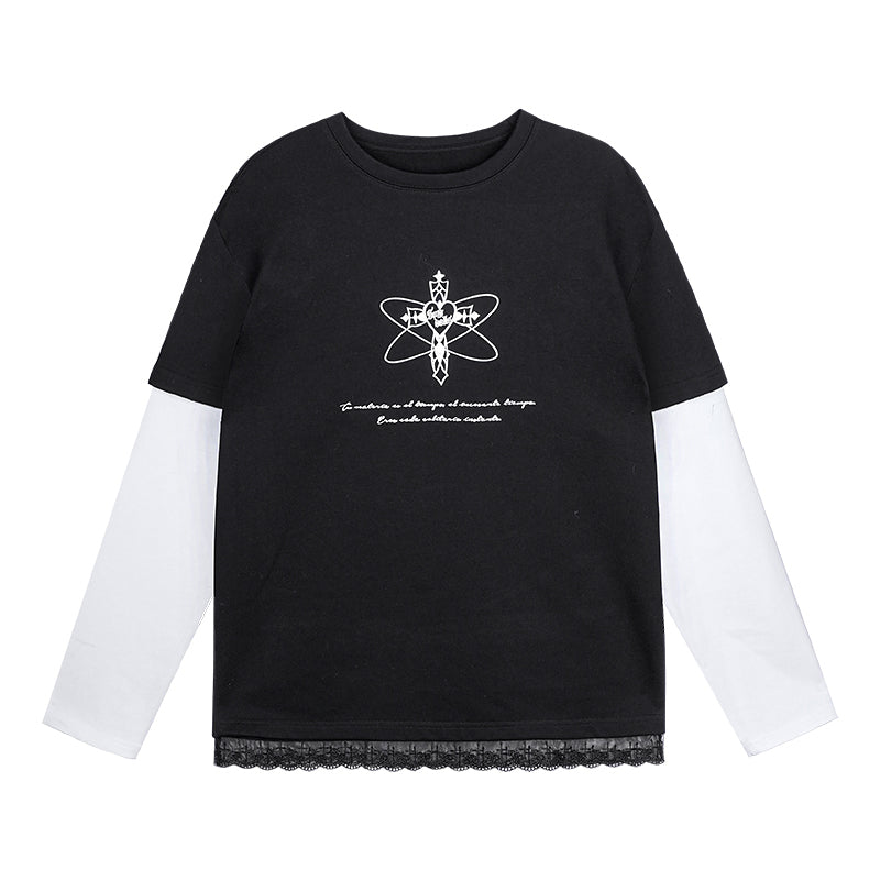 Transformation device 3D print layered-look long-sleeve top