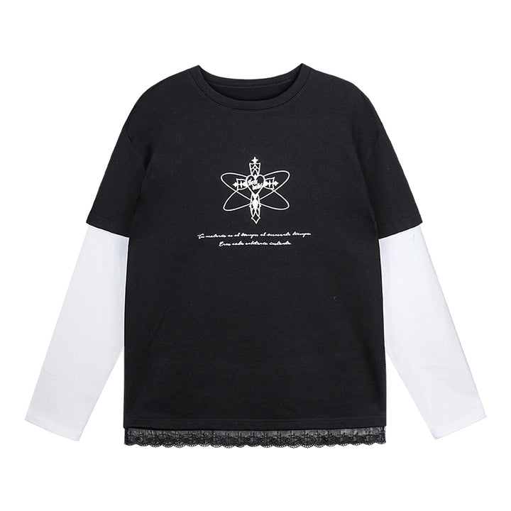 Transformation device 3D print layered-look long-sleeve top