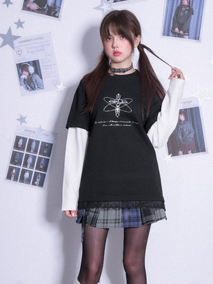 Transformation device 3D print layered-look long-sleeve top