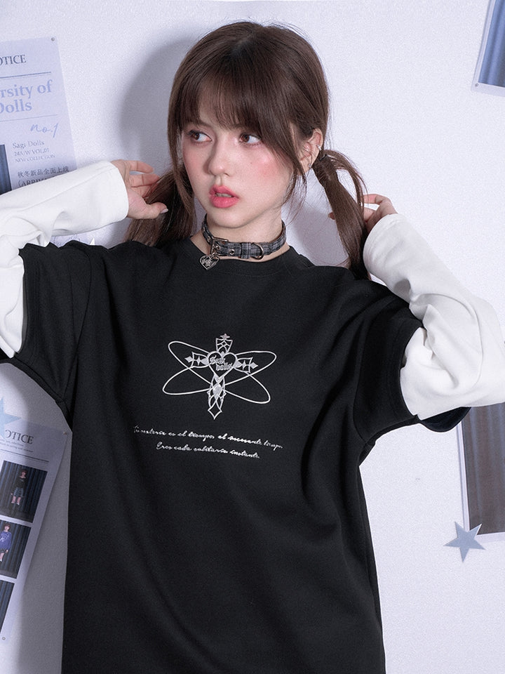 Transformation device 3D print layered-look long-sleeve top