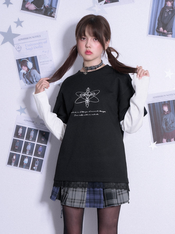Transformation device 3D print layered-look long-sleeve top