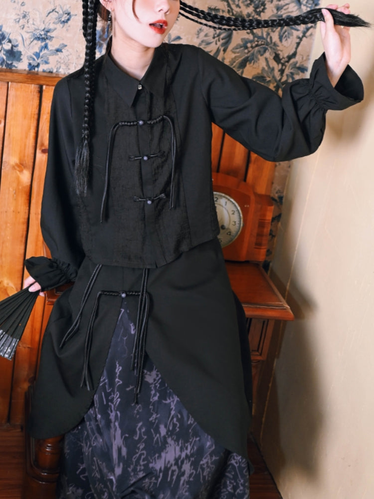 Vintage Chinese Style Lantern Sleeve Shirt