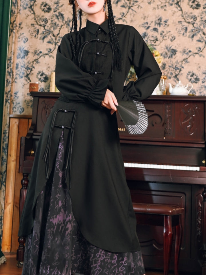 Vintage Chinese Style Lantern Sleeve Shirt
