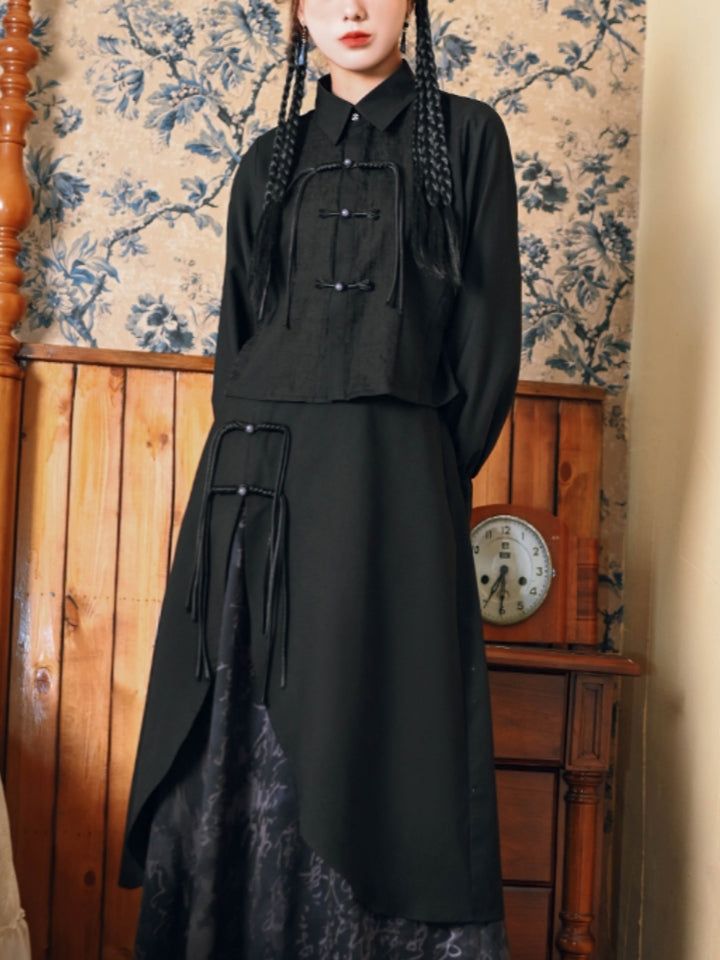 Vintage Chinese Style Lantern Sleeve Shirt