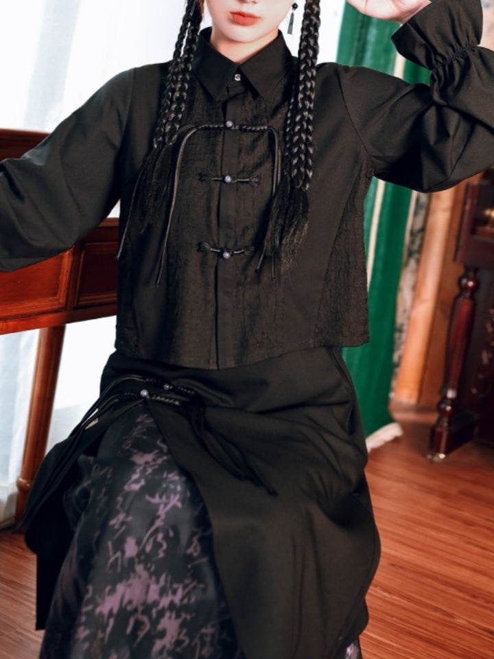 Vintage Chinese Style Lantern Sleeve Shirt