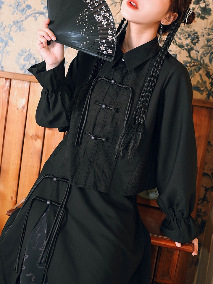 Vintage Chinese Style Lantern Sleeve Shirt