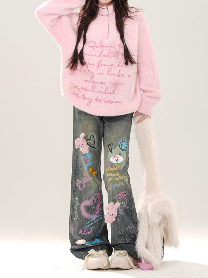 American-Style Graffiti Vintage Jeans