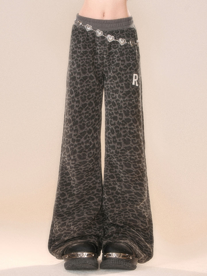 American-Style Leopard Print Fall Winter Casual Pants