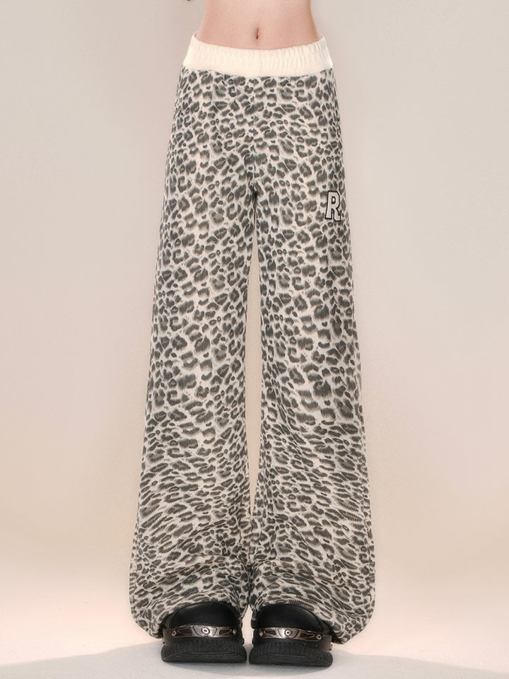 American-Style Leopard Print Fall Winter Casual Pants