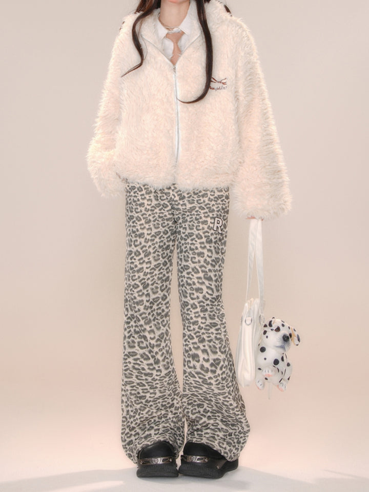 American-Style Leopard Print Fall Winter Casual Pants