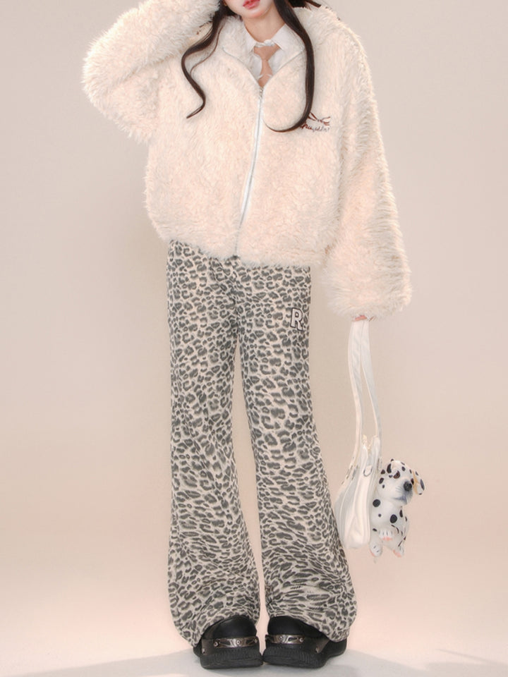 American-Style Leopard Print Fall Winter Casual Pants