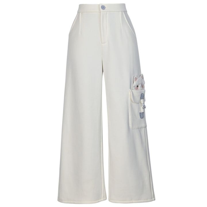 Cat Design Casual Pants for Fall and Winter