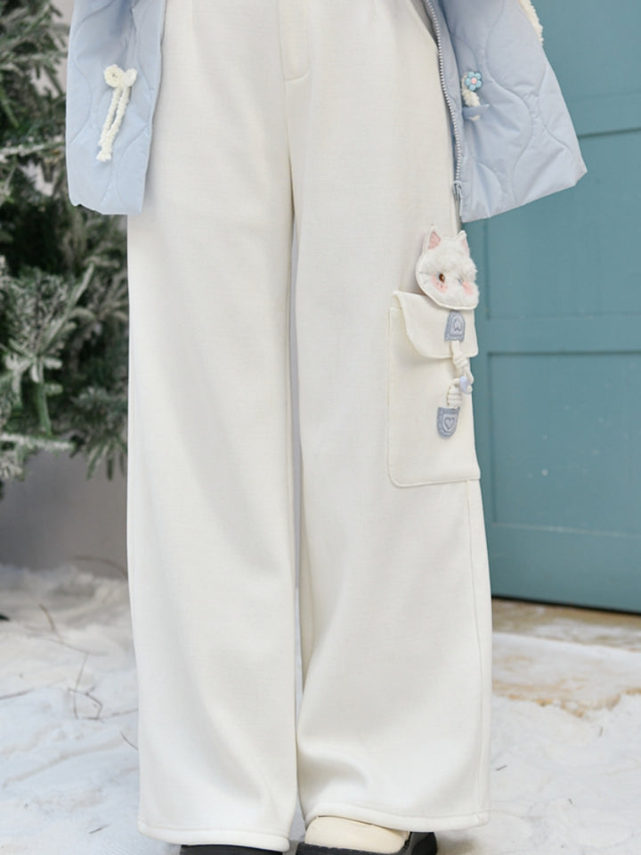 Cat Design Casual Pants for Fall and Winter