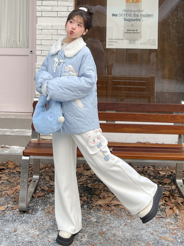 Cat Design Casual Pants for Fall and Winter