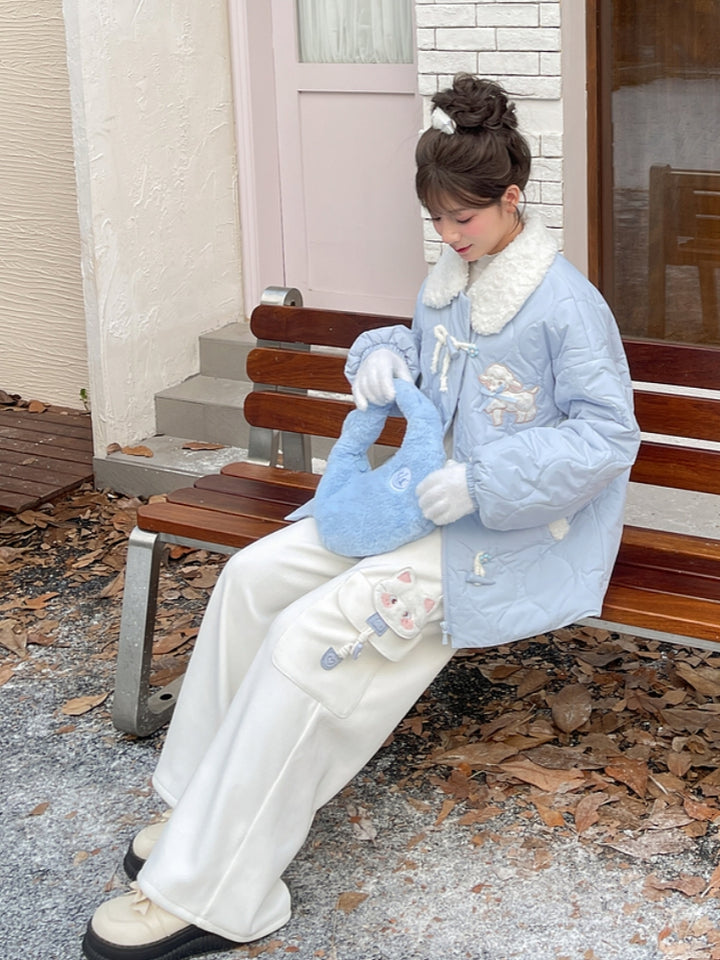 Cat Design Casual Pants for Fall and Winter