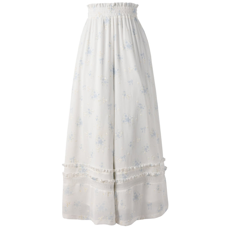 Floral Chiffon Loose Wide-Leg Pants for Summer