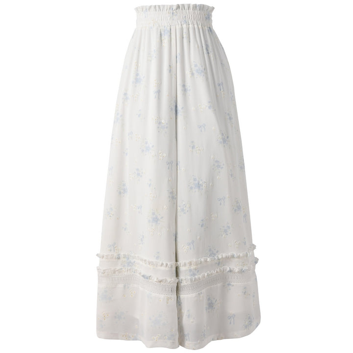 Floral Chiffon Loose Wide-Leg Pants for Summer