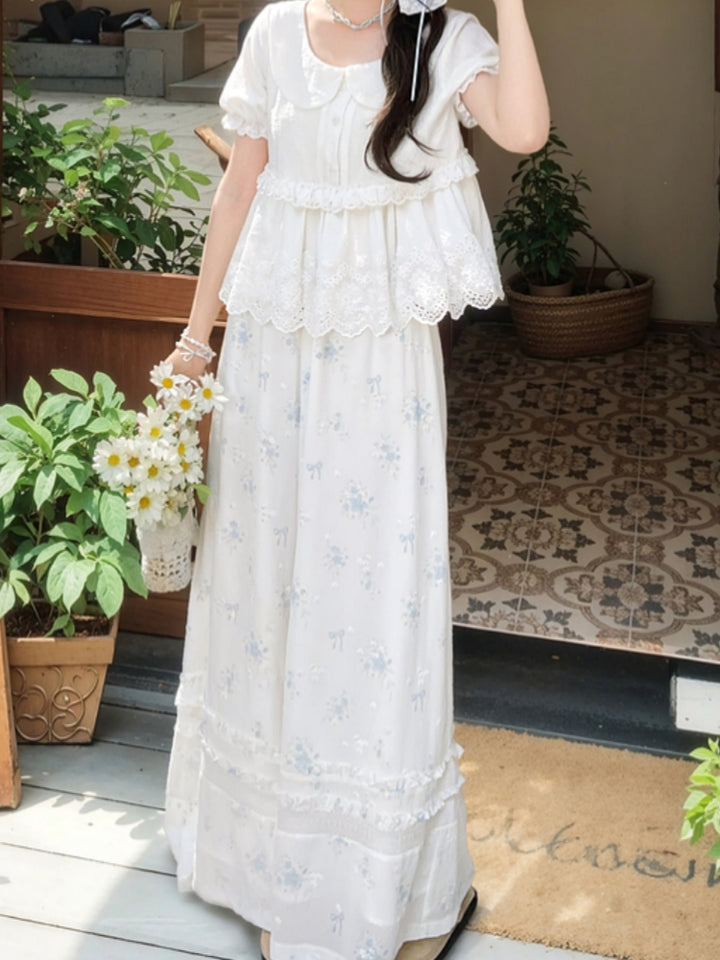 Floral Chiffon Loose Wide-Leg Pants for Summer