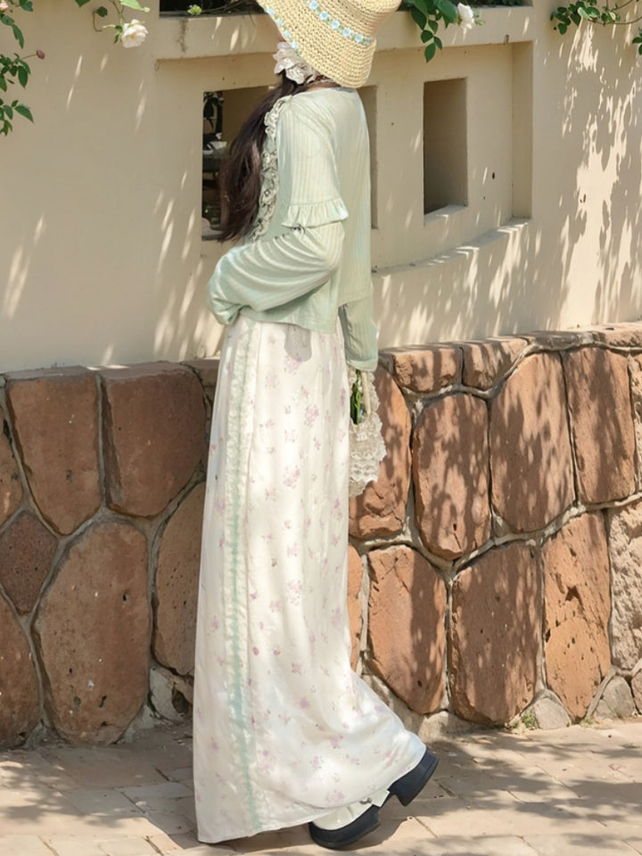 White Floral Summer Casual Pants