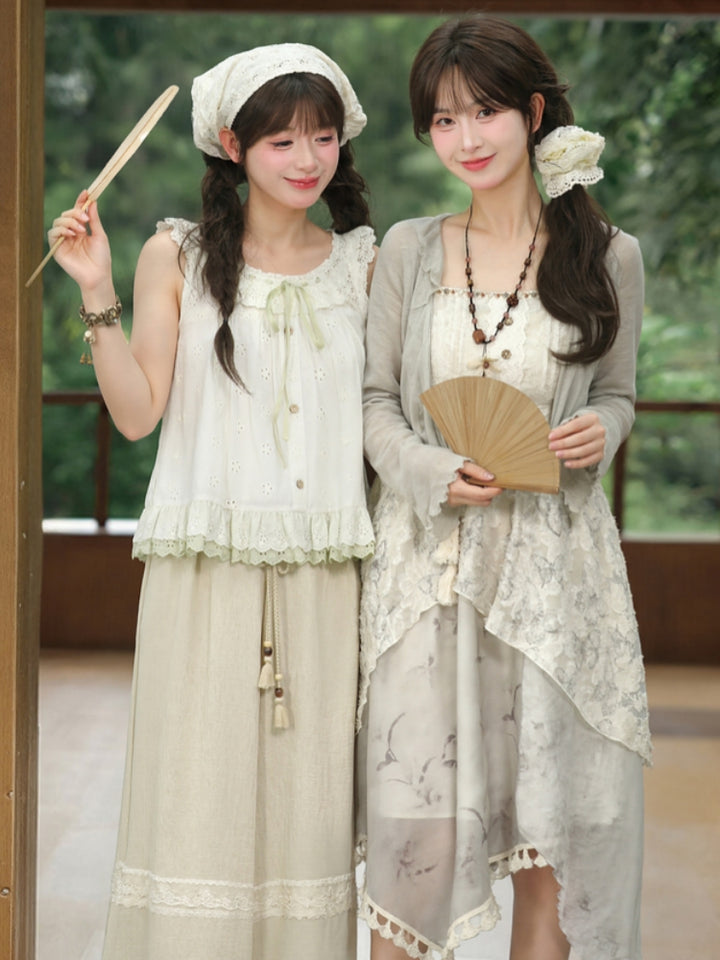 Tassel Lace Patchwork Loose Casual Pants