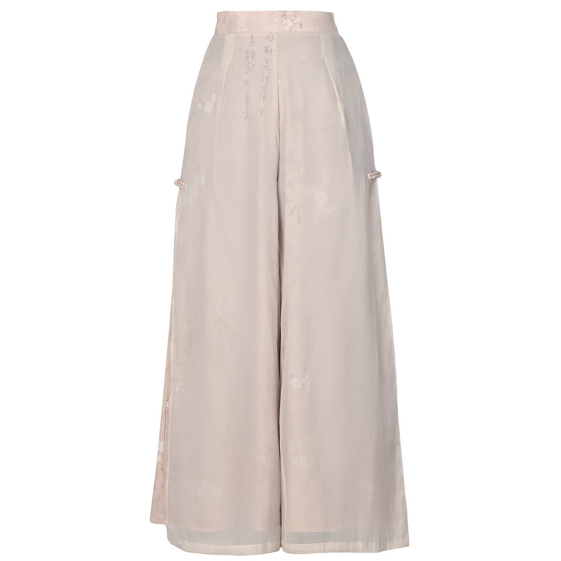 Chinese Zen-Inspired Flowing Wide-Leg Casual Pants