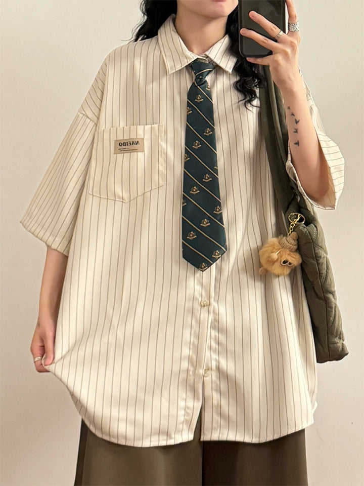 Japanese Vintage Preppy Style Striped Shirt