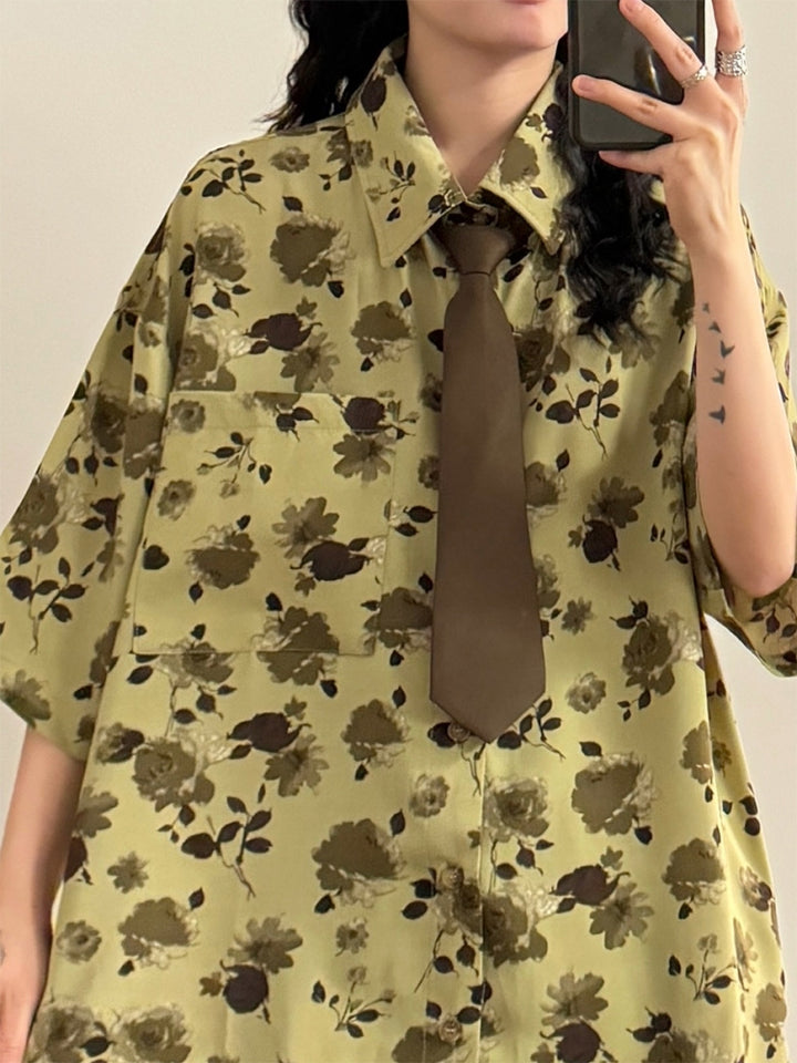 Summer Japanese Style Floral Print Shirt