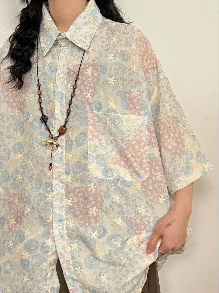 Summer Loose Artistic Casual Puff Print Shirt