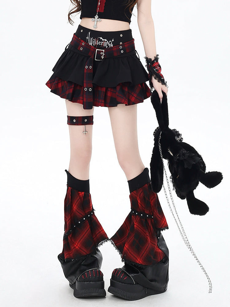 Gothic Y2K Plaid Tiered Cake Skirt for Summer