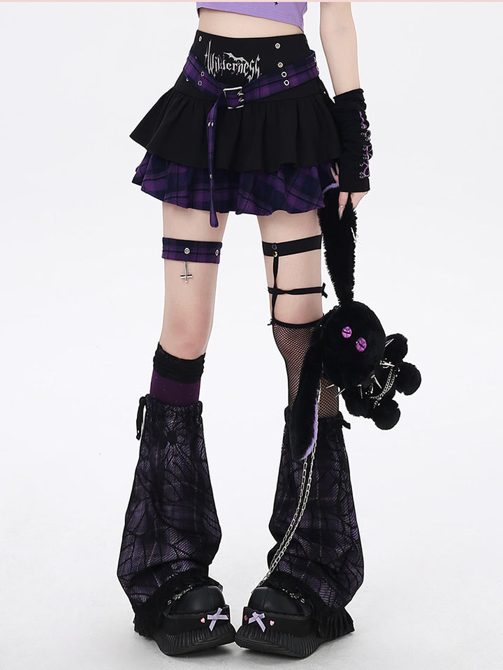 Gothic Y2K Plaid Tiered Cake Skirt for Summer
