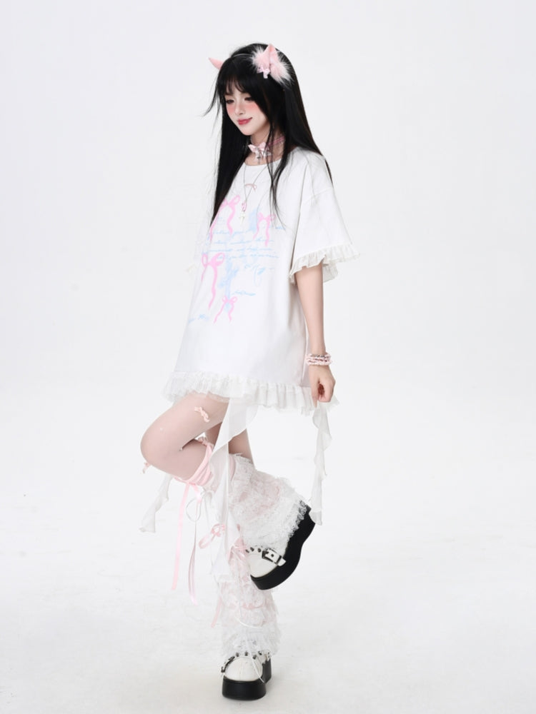 Bow and Ribbon Loose-Fit T-Shirt for Summer