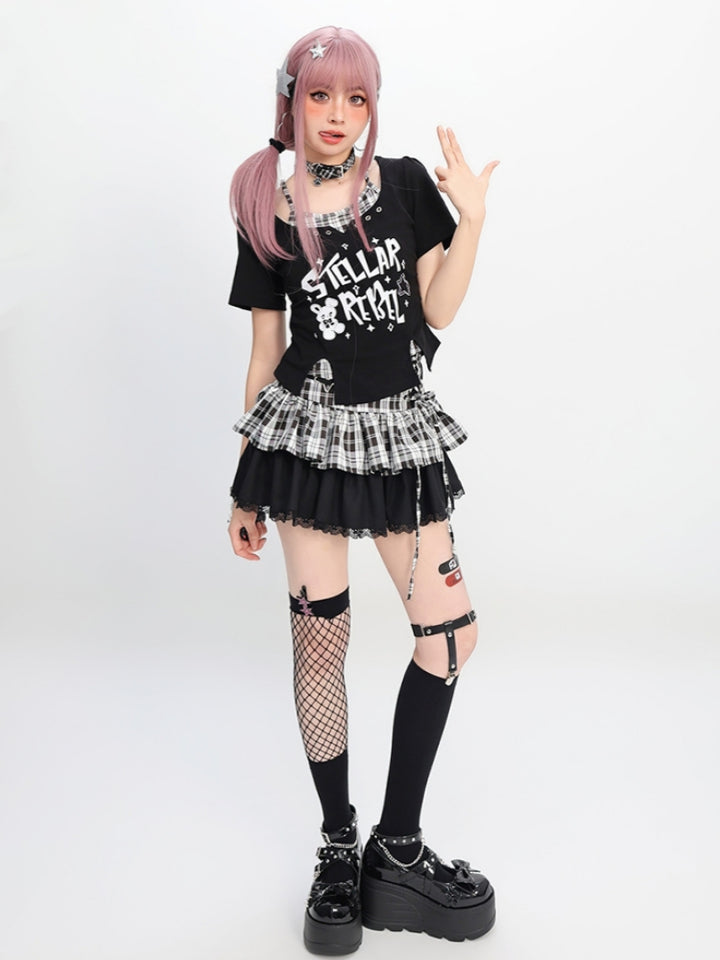 Y2K Light Subculture Plaid Skirt