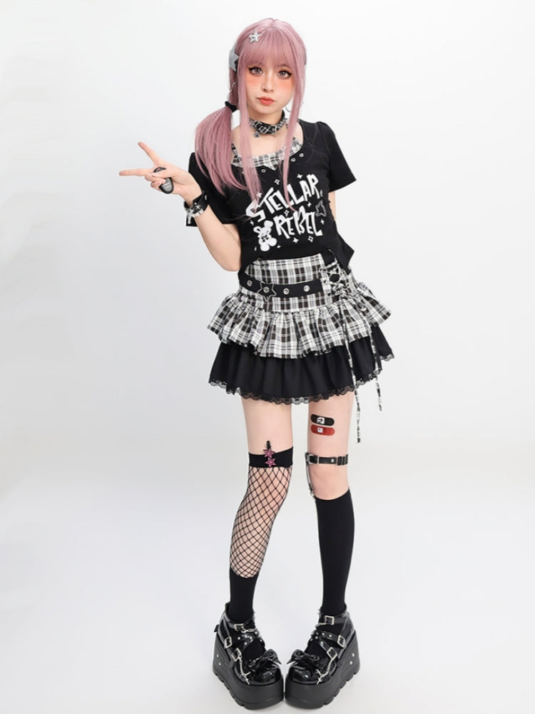 Y2K Light Subculture Plaid Skirt