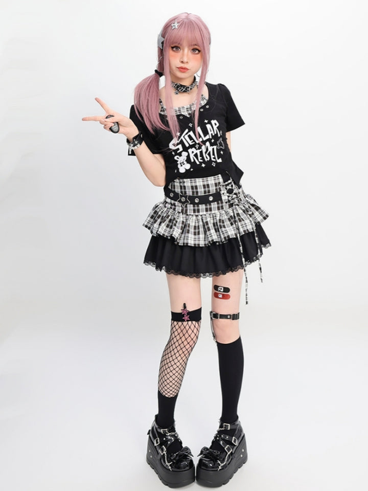 Y2K Light Subculture Plaid Skirt