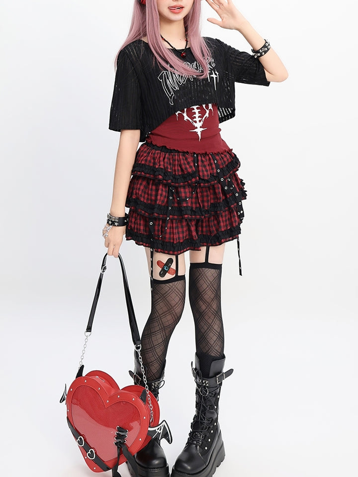Y2K Light Subculture Cropped Mini Skirt