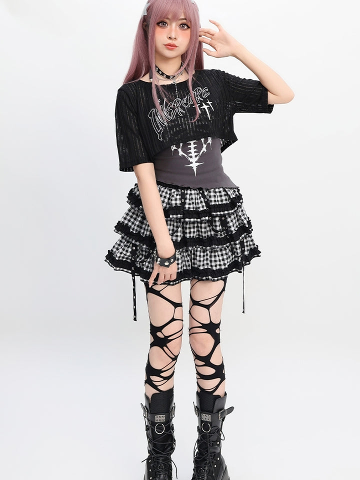 Y2K Light Subculture Cropped Mini Skirt