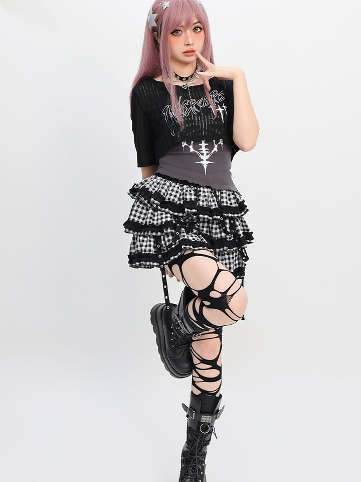 Y2K Light Subculture Cropped Mini Skirt