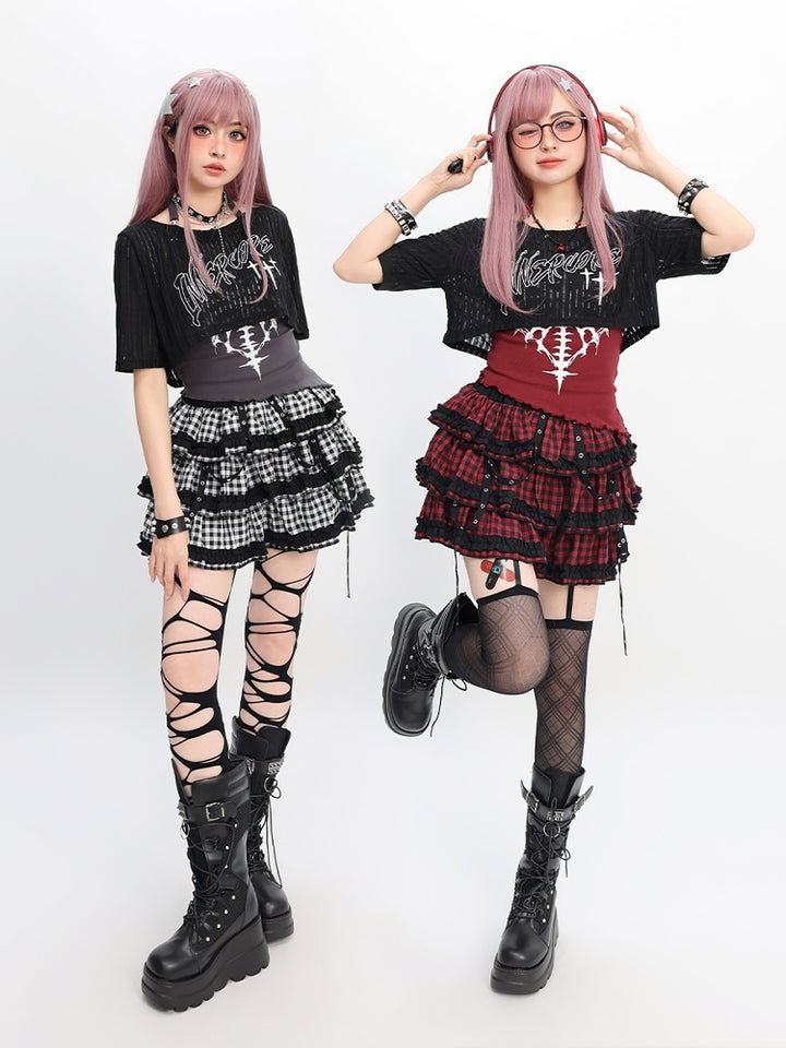 Y2K Light Subculture Cropped Mini Skirt