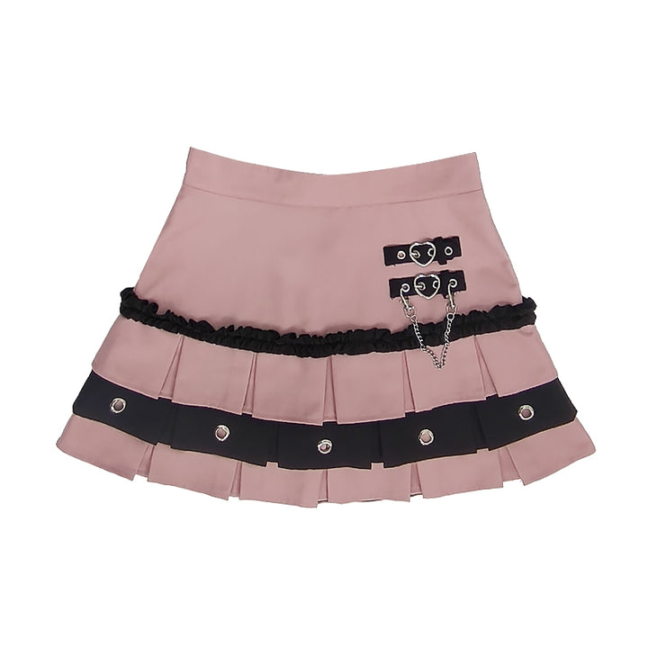 Gothic Punk Burgundy Pleated Skirt