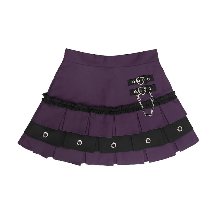 Gothic Punk Burgundy Pleated Skirt