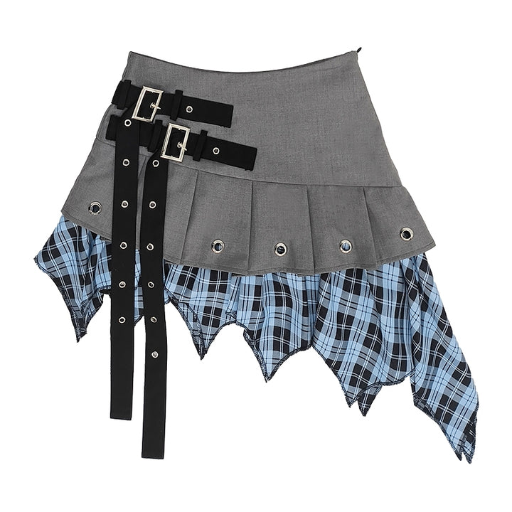 Edgy Style Asymmetrical Patchwork Mini Skirt