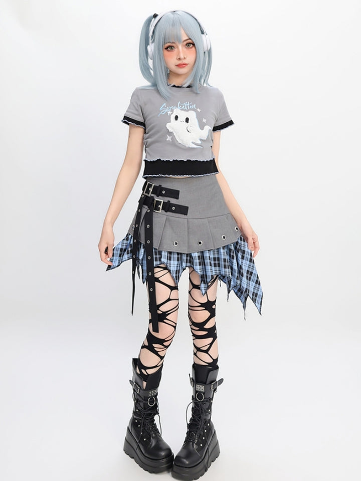 Edgy Style Asymmetrical Patchwork Mini Skirt
